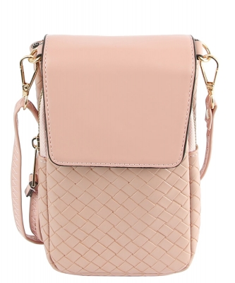 Woven Crossbody Bag Cell Phone Purse LMS202 BLUSH